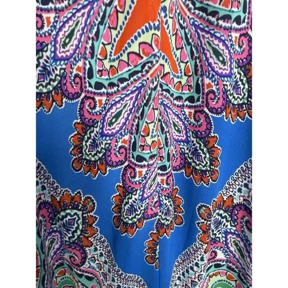 MSK Handkerchief Dress Size 16 Halter Top Paisley Green Blue BOHO Hippie Gypsy - Picture 8 of 16